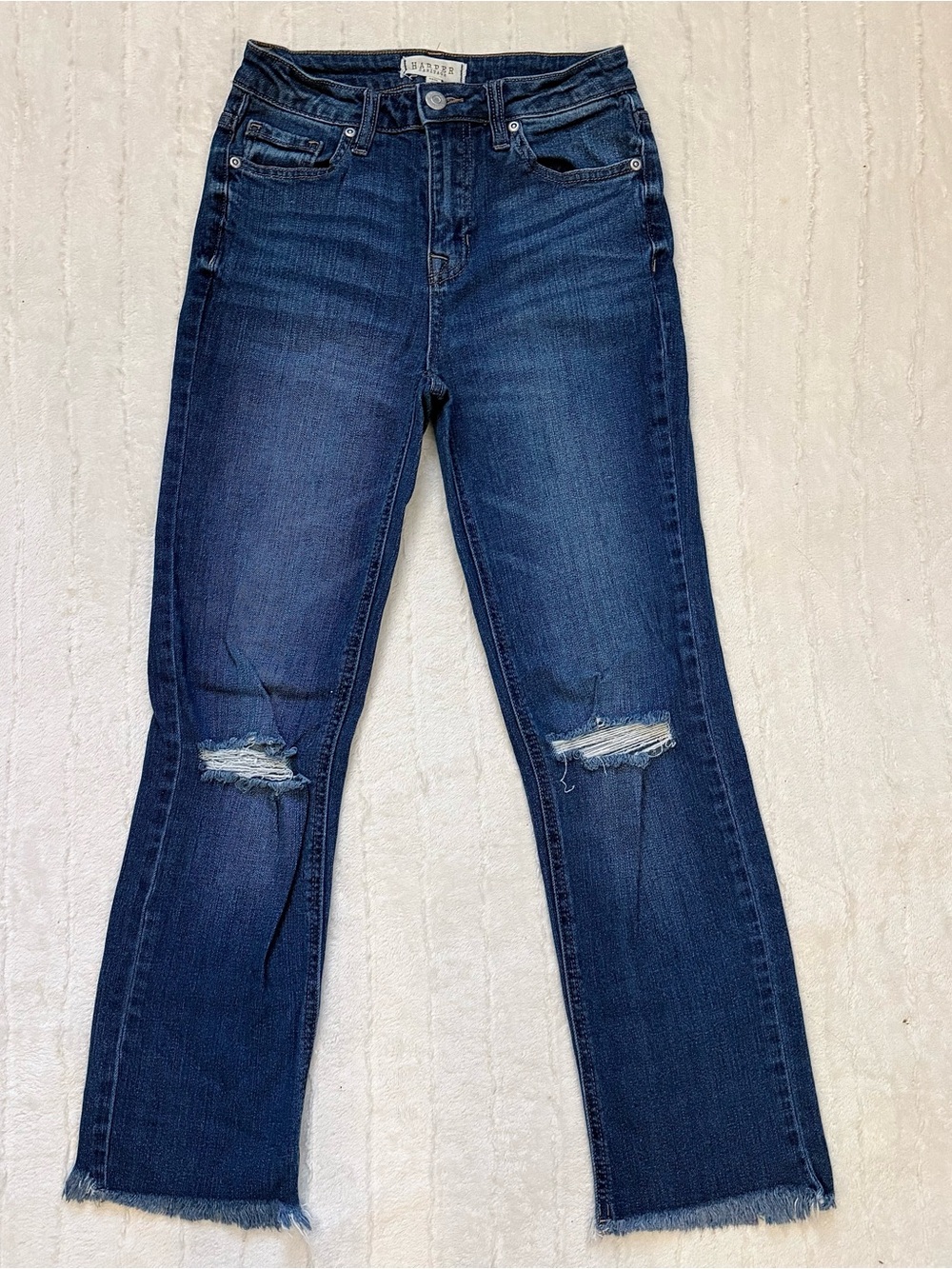 Harper Heritage Women’s Straight Leg Raw Hem High Rise Distressed Denim Size 25